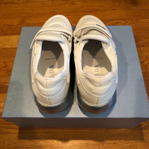 Prada White Tonal Sock Cloudbust Sneakers - Picture 8 of 9